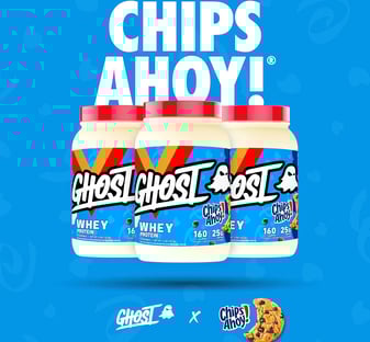 a couple of bottles of chips and chips on a blue background