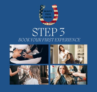 step 3 book your first experience with photos of services offered.