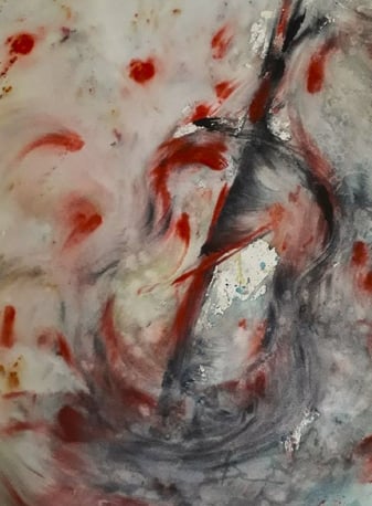 Peinture moderne aquarelle violon sing love en rouge et bleu sing love