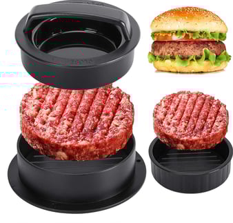 Hamburger Press Patty Maker, Burger Press, 3 in 1 Non-Stick Meat Beef Veggie Hamburger Mold, Kitchen