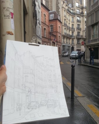 Urban sketch by Evgeny bondarenko in Paris