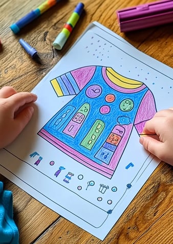 Simpele kleurplaat van een tshirt voor peuters