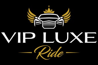 vip luxe ride logo with a car with wings