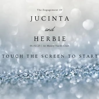 Jucinta and Herbie's welcome screen for the SweetAz photo booth in Manly, Brisbane.
