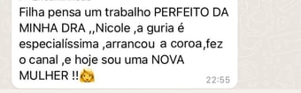 depoimento paciente contando que o trabalho da dentista foi perfeito
