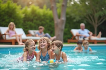 children playing in the pool of Dalyan Calbis Hotel