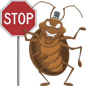 a bed bug holding a stop sign