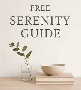 Three calming elegant decorative items under the title of Free Serenity Guide. 