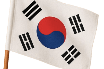 White flag with red-blue yin-yang and four black trigrams