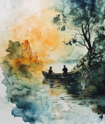 Une barque avec deux personnes