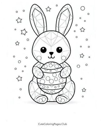 Abstract Bunny Easter Coloring Sheet