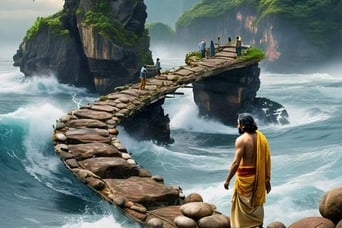 a monk monk on a boat in the ocean