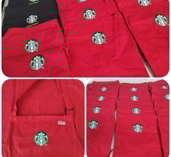 Bulk Order Starbucks Aprons Embroidery - embroidery by Stitch & Thread Co. in San Antonio, TX