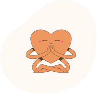 a heart illustration who is meditating