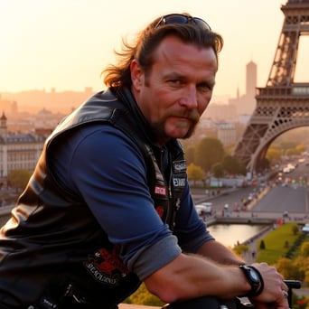 a man with a facial hair and sunglasses on in Paris