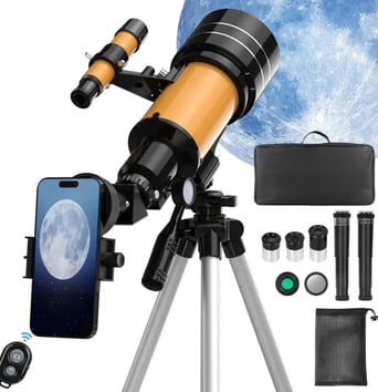 HAUEA Telescopio Astronómico 70/400mm HD, Telescopio Refractor Portable