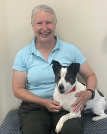 Therapy Dog Team Cooper and Amy,.