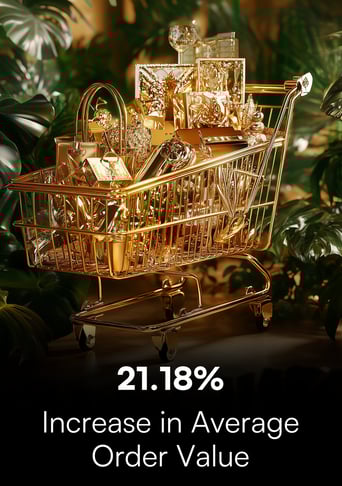 a golden shopping cart full of luxury items