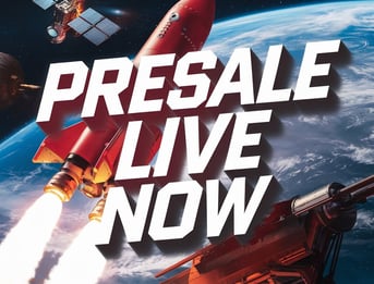 a space shuttle is flying through the air with a space shuttle in the background