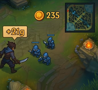 LoL Players farming minions