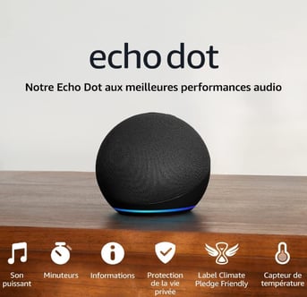 Echo Dot (5e génération, modèle 2022) | Enceinte connectée Bluetooth et Wi-Fi au son puissant encore