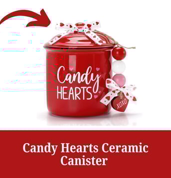 a candy heart shaped ceramic candy canet