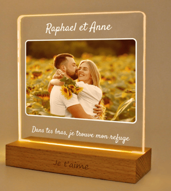 LASERO' Lampe Personnalisée avec Photo - Cadeau Personnalisé Femme Homme - Cadre Photo Lumineux Cade