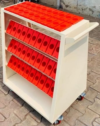 Off white trolley with 70 pockets