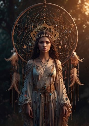 native girl with dreamcatcher - agamya