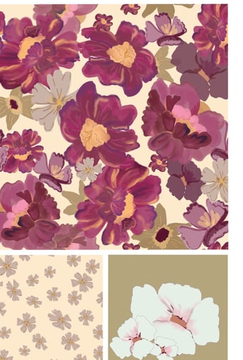 purple floral pattern design for print or textile