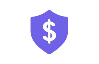 Purple shield icon representing encrypted and secure online payments.