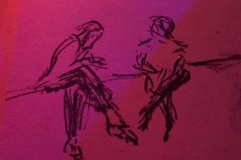 salsa dancers chilling seated after dancing chatting salsa Oxford