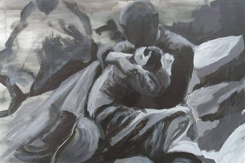 Troost, 65 x 45 cm, acryl op papier   