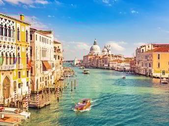 A relaxing morning overlooking the Grand Canal and admiring the boats in Venice, Italy