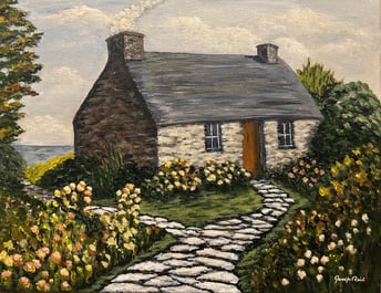 Cottage in the Sun by the Sea, 2024, Acrylic on canvas, 14 x 11 x 1/2 inches  $200  SOLD