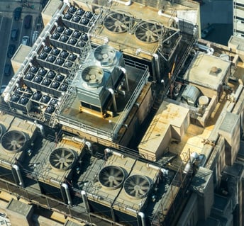 HVAC equipment on building rooftop