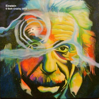 Einstein © Beth Crosley 2012, acrylic on canvas, 20” x 20”