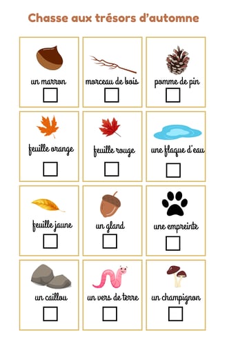 chasses aux trésors d'automne