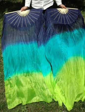 Winged Sirenny 150cm Pareja Abanico-pois de Seda Auténtica para Baile Árabe, Accesorios de Danza del
