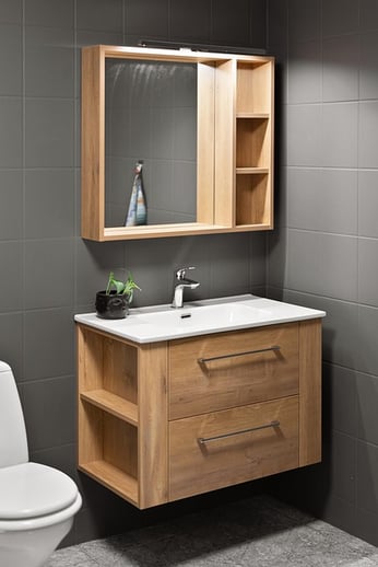 meuble de salle de bain en bois clair pour une ambiance chaleureuse
