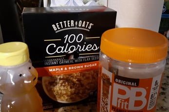 Better oats with pbfit peanut butter powder and honey
