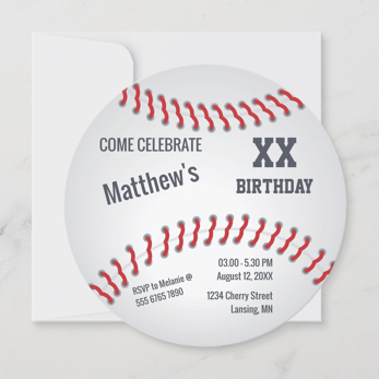 a baseball ball kids birthday invitation