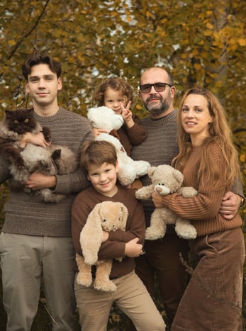 a family posing for a family photo