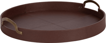 Decorative Vegan Leather Round Tray with Handles amazon