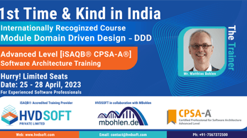 Software Architecture Training iSAQB CPSA-A, Domain Driven Design coming to India in April 2023