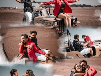 Couple enjoying prewedding shoot at Vidaychandra Photostudio.