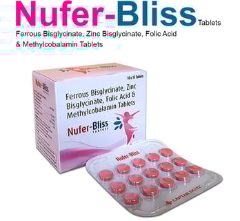 Nufer-Bliss, Ferrous Bisglycinate, zinc bisglycinate, folic acid, methylcobalamin