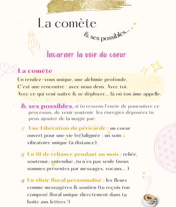 Rendez vous unique pour incarner la voie du coeur : la comete