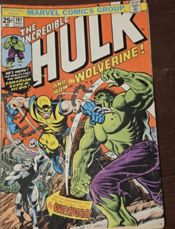 vintage comic book marvel hulk vs wolverine