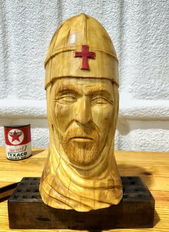 Knight Templar hand carved in pine